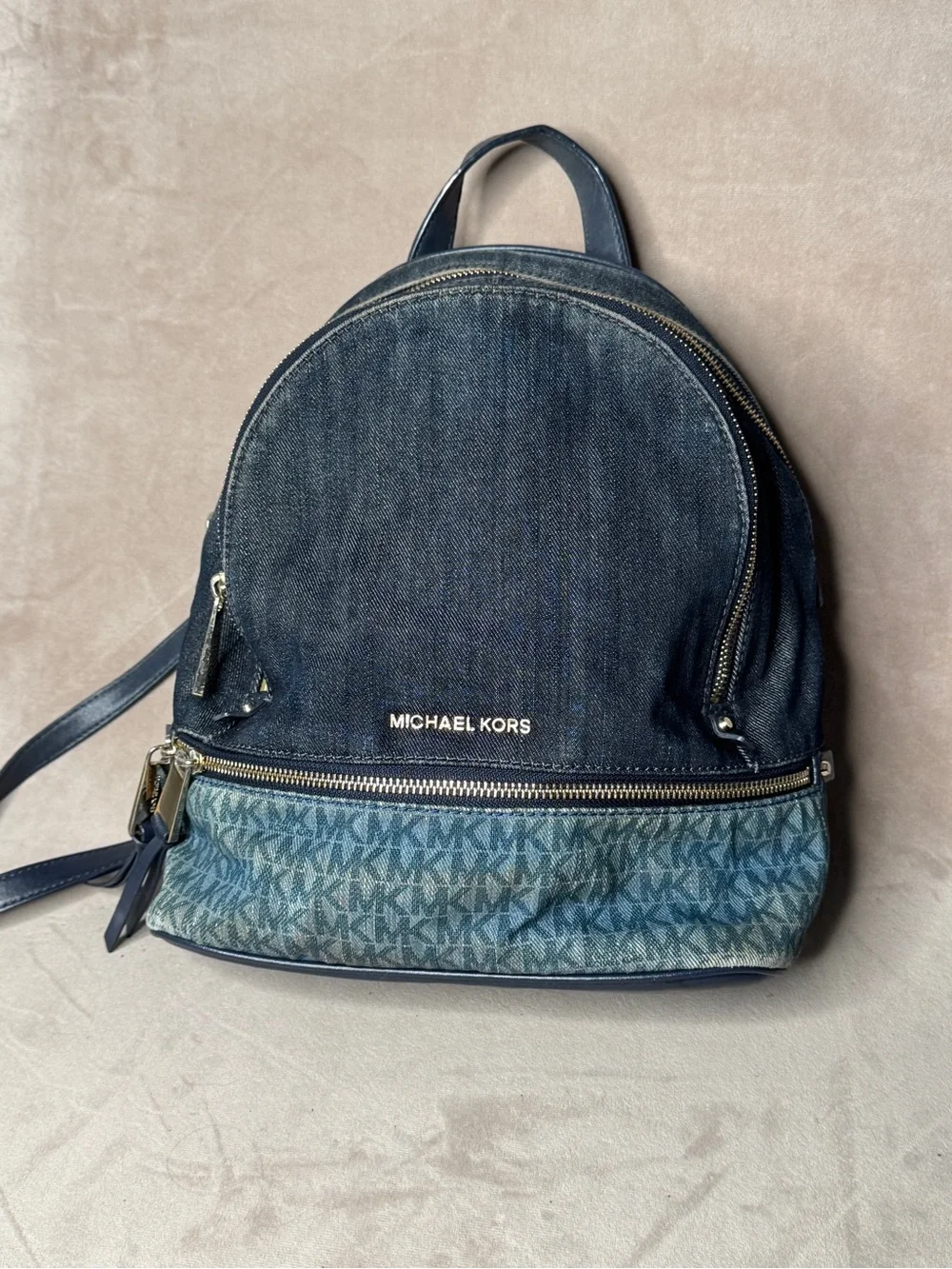 Michael Kors Denim Logo Backpack in Blue